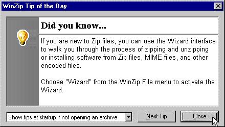 This window will then appear. This is the WinZip program itself--but for our purposes, we won't be using it this way.