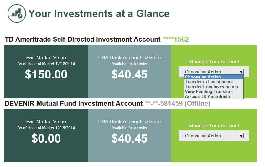 your self-directed investment account and view your account/transactions.