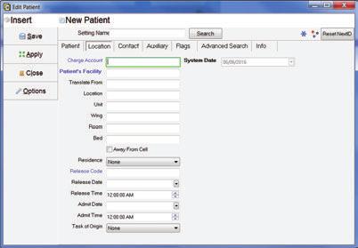 Figure 9 ENTER NEW PATIENT Required fields under the Location Tab: Always start with Patient s Facility if there is only one charge acct, the Charge Account