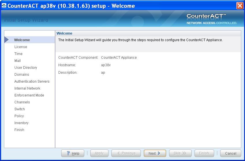 Chapter 8: CounterACT Virtual Systems http://<x.x.x.x>/install (where x.x.x.x is the IP address of an installed virtual Appliance) The browser displays the Console installation window. 3.