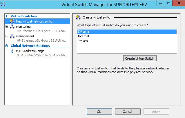 Chapter 8: CounterACT Virtual Systems Virtual Switch Manager New Switch 3. Select Create Virtual Switch. 4.