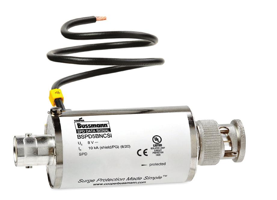 Application note for North American Application Note 3193 UL Listed 497B In-line BNC connected surge protective device for coaxial video and data cable systems Description The Bussmann BSPD5BNCSI