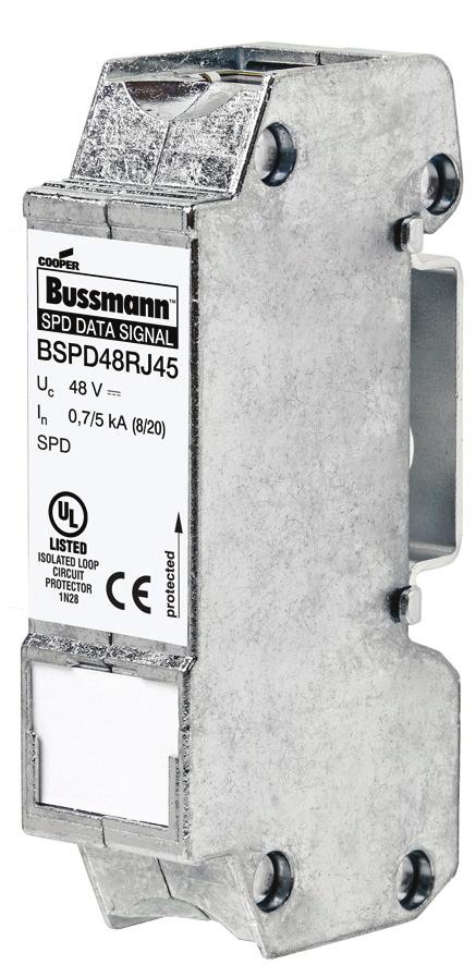 Application note for North American Application Note 3193 UL Listed 497B universal DIN-Rail mount RJ45 connector surge protective device for Ethernet data cable systems Description The Bussmann