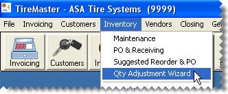 4. In TireMaster, select Qty Adjustment Wizard from the Inventory menu. The Quantity Adjustment Wizard screen appears. 5. Retrieve the file with data from the physical count: a. Click Import Qty.