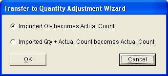 7. Replace the actual count in the Quantity Adjustment Wizard: a.