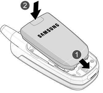 Align the battery tabs with the slots at the bottom of the phone. 2.