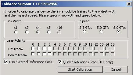 Probe Settings LeCroy Corporation You can set the Link Width, Speed and Lane Polarity in the Calibrate dialog.