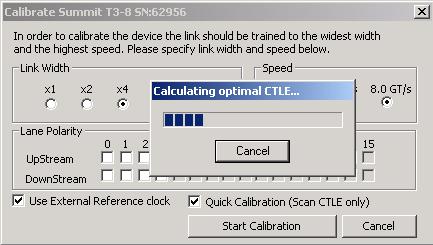 After making the selections click Start Calibration (see Figure 5.42 on page 89). Figure 5.42: Calibrate Dialog The optimal CTLE is calculated.