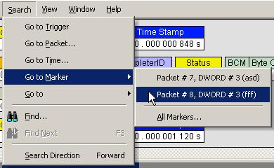 LeCroy Corporation Link Tracker Setting Markers Markers can be set on any event within the Link Tracker window. To set a marker, right click an event, then select Set Marker from the pop up menu.