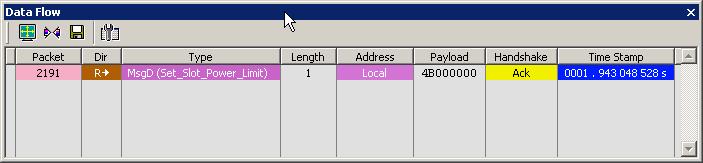 LeCroy Corporation Data Flow Window Show Values Show Scrambled Values Show 10b Codes Show Symbols Show Text Data Flow Window The Data Flow window shows marker, packet, direction, type, length,