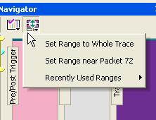 LeCroy Corporation Using the CATC Trace Navigator To Determine Current Position In addition to the two range delimiters, the slider has a blue current position indicator (see above).