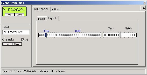LeCroy Corporation Properties Dialog Boxes for Events The Layout tab of the DLLP Packet Properties dialog allows you to change the pattern
