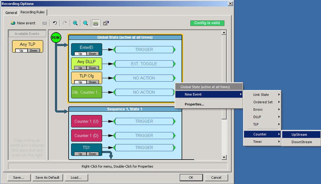 LeCroy Corporation Counter How to Set a Counter Counters are events and you can add a counter to the Global State or the Sequence State as an event by doing the following: Right click in the blue