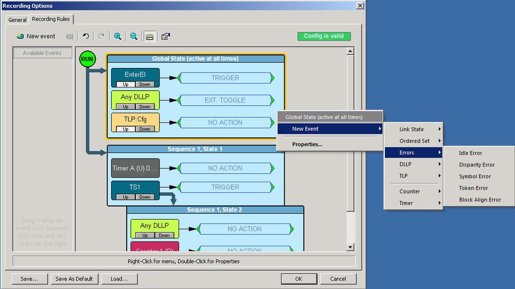 LeCroy Corporation Defining Recording Rules Defining Recording Rules The Recording Rules page is used to set triggers and filters.