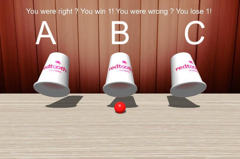 In order to go through the various steps of the game (cups are loaded, ball is shown, cups are shuffled, players choose