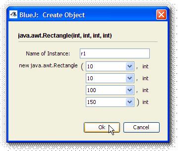 Once you created the object, you used the BlueJ's Inspect facility to make sure that the parameters you supplied were correctly stored inside each of the object's instance variables or fields.