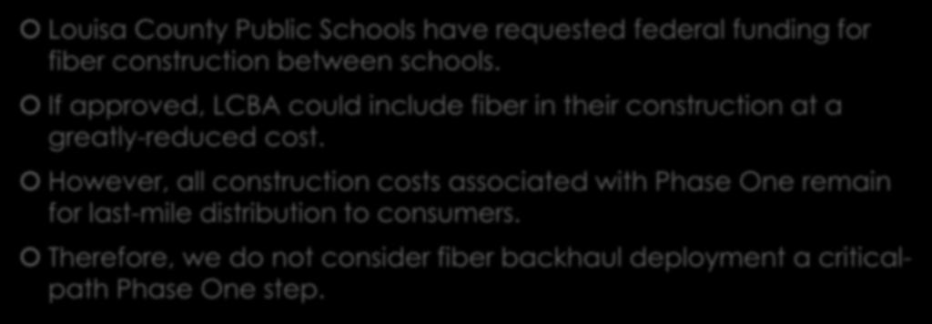 What about LCPS fiber? Louisa County Public Schools have requested federal funding for fiber construction between schools.