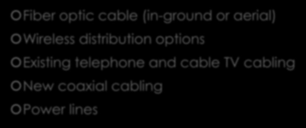 models: Fiber optic cable (in-ground or aerial)