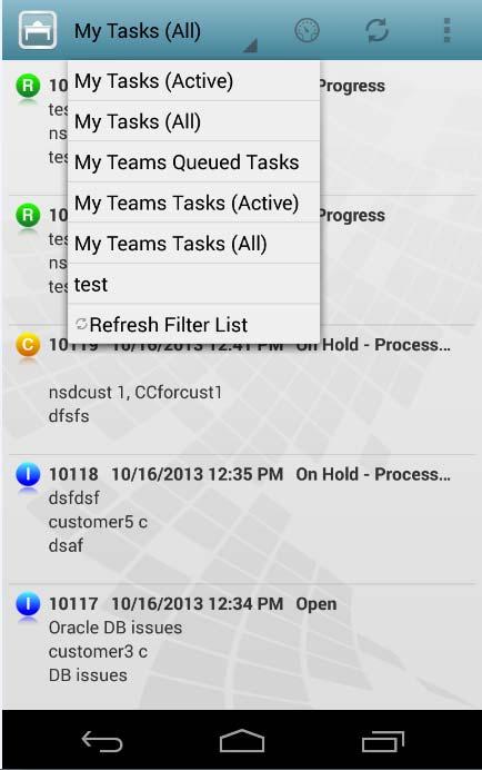 Viewing the ZENworks Service Desk Tasks The Tasks tab appears when you first log in to the App.