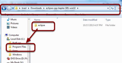 Move the extracted eclipse folder to Program Files Move the extracted folder to Program Files or some other convenient location from which to easily run it.