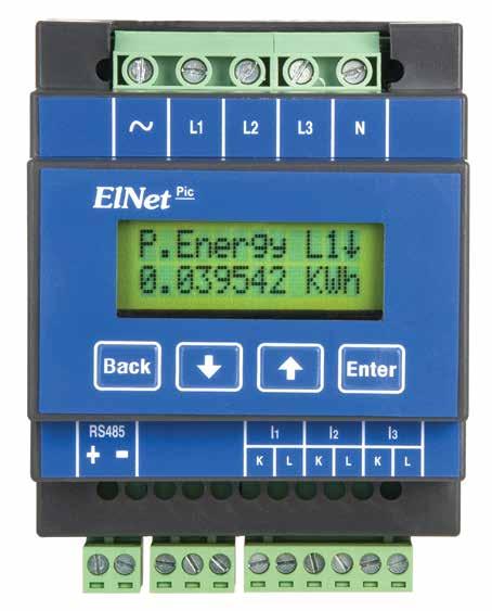 ELNet PIC Energy Powermeter Accuracy 0.2 %. 1,600 samples per cycle. Up to 6 months of energy data logging. Build in T.O.U Energy meter. Simple operated menus. RS-485 Communication Port.