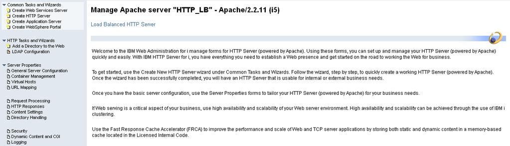 Figure 13: Configuration review When the HTTP server has been created, the Manage Apache Server screen is displayed (Figure 14) Figure 14: New HTTP server Step 3 define the HTTP server in WebSphere