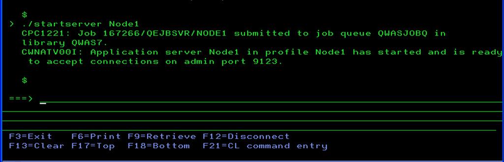 Figure 5: Port number for Node 1 Admin Console Start the second application server NODE2 cd /qibm/userdata/websphere/appserver/v7/express/profiles/node2/bin/.