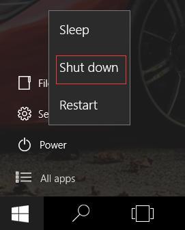 Basic Operations From the Start menu, click Power to select the 3 power states available