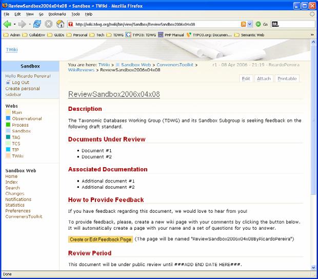 7.3. A Newly Created Review Page is Published The review instructions are