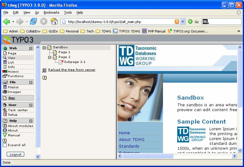 4.2. The Web->View Module View Module: The view module lets you preview web pages before they are published.