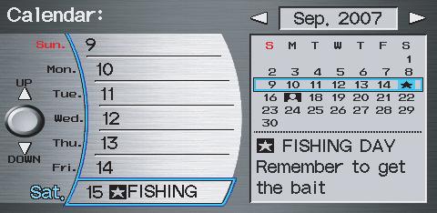 Information Features Calendar The Calendar option allows you to enter events and be reminded of them in the future.