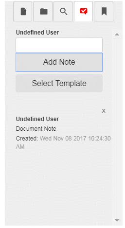 Document Notes Indicator A red checkmark Document Notes indicator on the Notes Tab