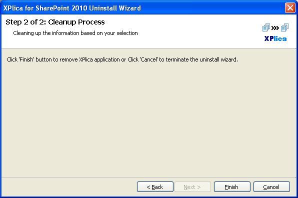 CHAPTER-8 References 3) Confirm the cleanup and/or uninstall process. Click Finish to run cleanup and/or uninstall process. Click Cancel to close the wizard.