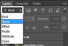 1. In the Layers panel, click the magnifying Satin Create metallic reflections. glass drop-down button. 2. Click Name. 3. In the text field, enter the desired layer s name. 4.