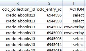 Section 7: ACTION Column Values Each row of your collection data spreadsheet must have a value in the ACTION column. The value you choose serves as instructions for OCLC on how to handle your data, i.