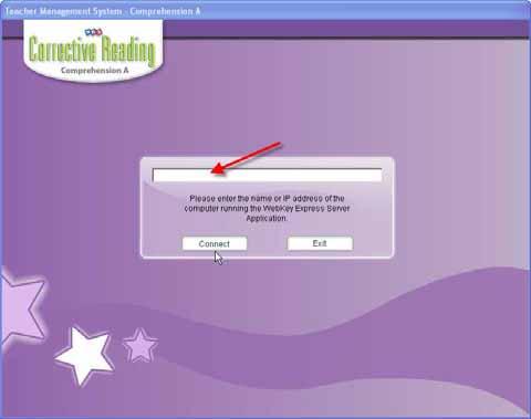 Teacher Login Each time it is started, the Teacher application prompts for the IP address of the server to be entered.