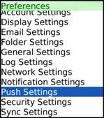 NotifySync Preferences 12 Account Settings Display Settings Email Settings Folder Settings General Settings Log Settings Network Settings Notification Settings Push Settings Security Settings Sync