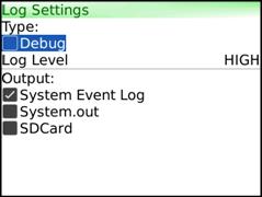 Log Settings 18 To enable logging, under Type, place a check in the box beside Debug to enable logging. Select a Log Level.