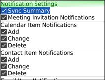 Notification Settings 20 Sync Summary - If enabled, a dialog displays after each synchronization summarizing all the items that were processed.