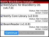 Downloading NotifySync 4 Launch the Notify BlackBerry Installer Select Check for Updates to begin the process of downloading NotifySync.