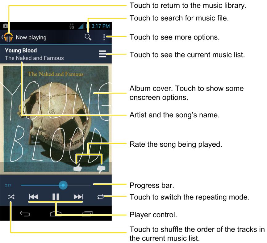 Tip: You can rotate the device sideways to view the music library in landscape mode.