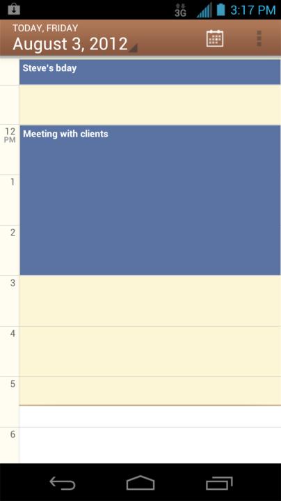 The color for the events indicate the type of calendar that includes the event.