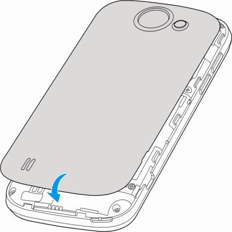 2. Carefully insert the microsd card into the slot with the metal contacts facing downwards. 3. Re-install the battery and the back cover.