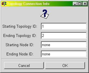A dialogue window appears in which the IDs of the two involved topologies are shown (the inset window of Figure 10). We then fill in the node ID in each topology.