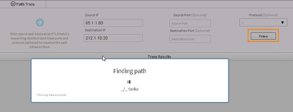3. In the DestinationIP drop down, select the Wired client. Figure 14. Wired Client 4. Click Trace.