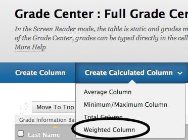 The Weighted Column A Weighted Column calculates and displays a grade for a selected number of Columns based upon each column's respective worth of the total grade.