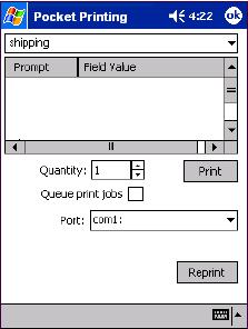 Chapter 4-4 Quick Start Guide Figure 4-3 Pocket Printing Print Settings 2 At the top of the print settings screen, click the drop-down arrow to display a list of all downloaded labels.