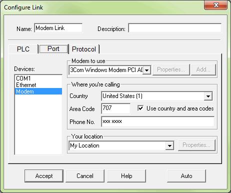 hapter : Setup & Manage ommunication Links. The onfigure Link dialog should now be in view. First, choose the PL family and PU type.