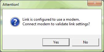 c. If necessary, adjust the Timeouts and Retries, however, the default values should be the best choice.. lick the ccept button to save the link configuration. The following dialog will appear.