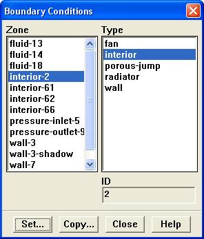 Step 4: Boundary Conditions Define Boundary Conditions... 1. Change wall-2 and wall-3 type to interior.